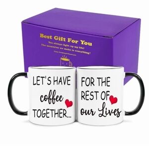 Fatbaby Couple Mug Set. Let' Have Coffee Together For The Rest Of Our Lives. New